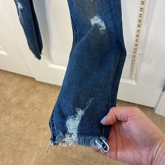 Excellent Express Jeans fringe and distressed cute high rise ankle petite 2 - Picture 5 of 9